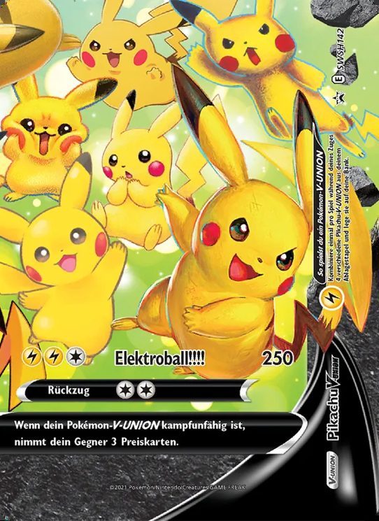 Pokémon – Sammelkarten-Lot »Elektro«, 4 Karten (mit Pikachu V-UNION) – Ansicht 2